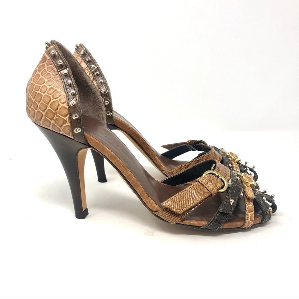 Giuseppe Zanotti Y2K Studded Brown Leather Caged Heeled Sandals 35.5 - Picture 2 of 12
